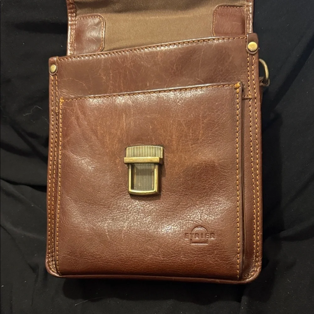 Etrier men's shoulder bag cognac, brown Leather Messenger Bag